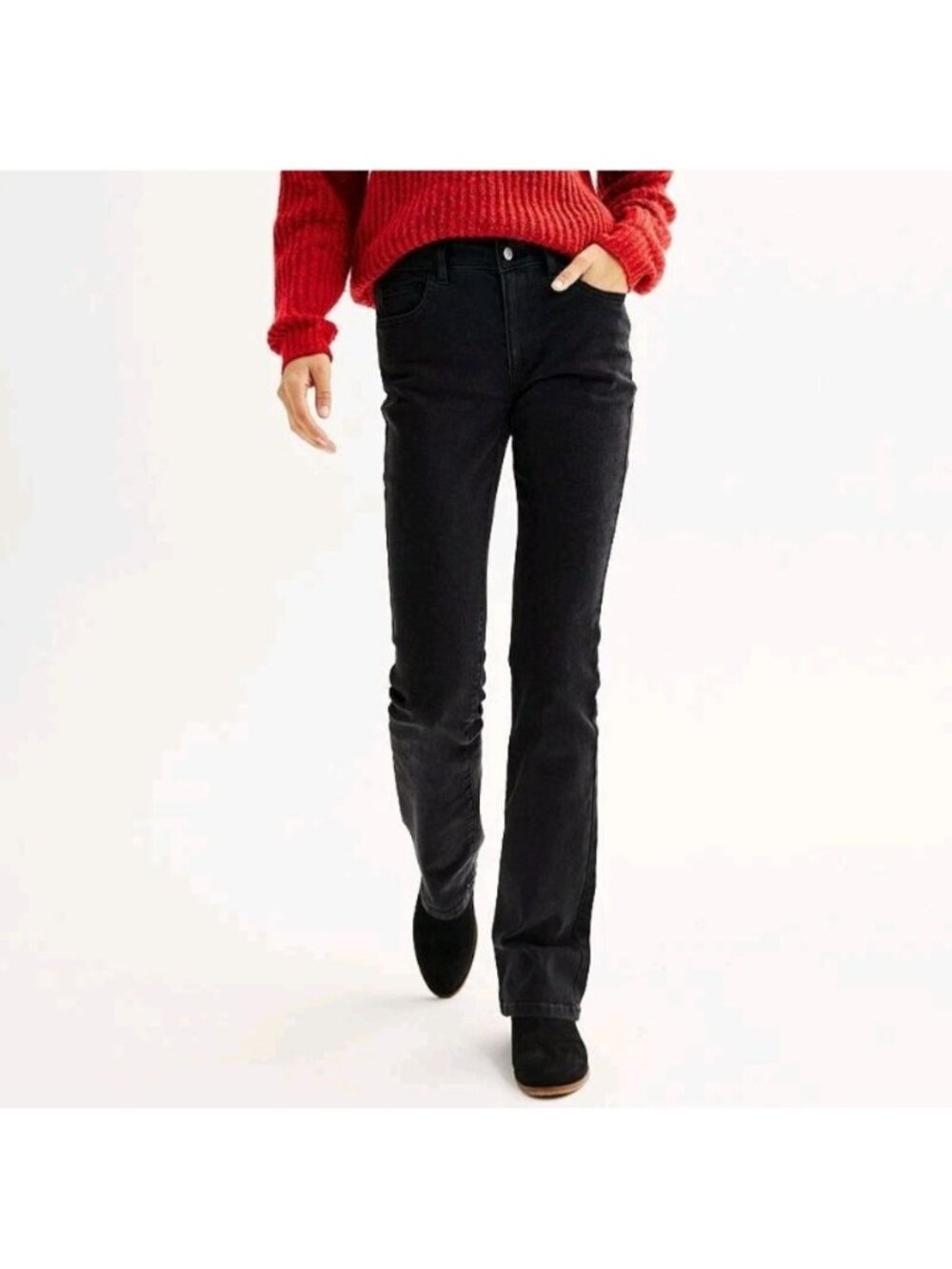 Womens 10L Sonoma Goods For Life Black Bootcut Jeans Mid Rise Stretch Denim